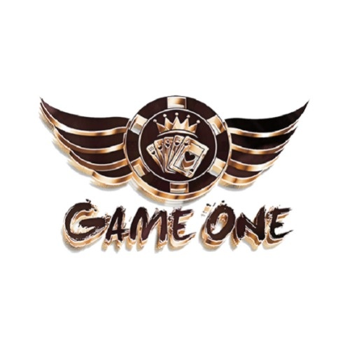- 香港Gameone娛樂城全新會員福利 - 入金00即返送00! Logo: winged brown-gold emblem with circular center showing playing cards and a crown, and the text 'GAME ONE' beneath.
